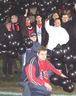 Friends of Bootham Crescent release 93 black balloons. Photo: Daley Mayall