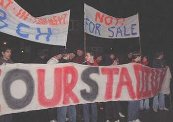 Protesting outside the BCH AGM in December. Photo: Daley