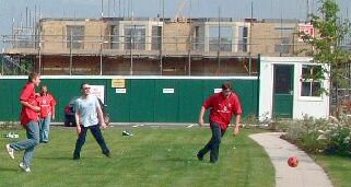 Testing out the lawns with a nice game of football. Photo: Daley